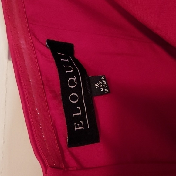 Eloquii Draped Bodice Peplum Dress in Red - Picture 4 of 12